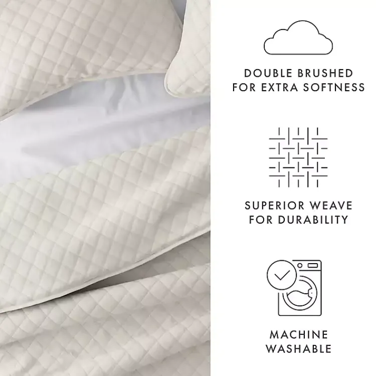 Quilts-Kirklands Home Natural Stitched Diamond 3-pc. Queen Quilt Set Ivory