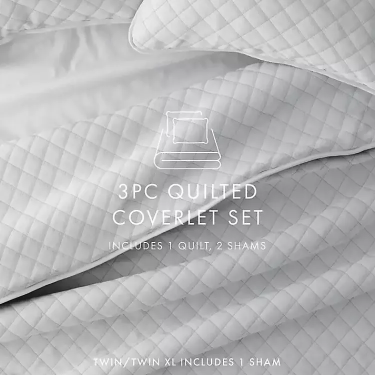 Quilts-Kirklands Home Stitched Diamond 3-pc. Queen Quilt Set Gray