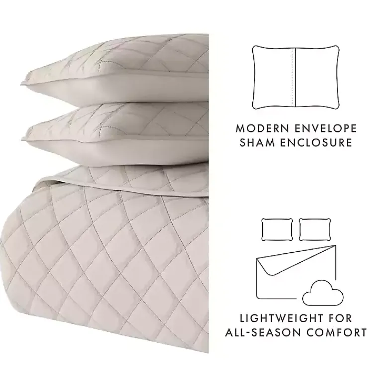 Quilts-Kirklands Home Latte Stitched Diamond 3-pc. King Quilt Set Tan