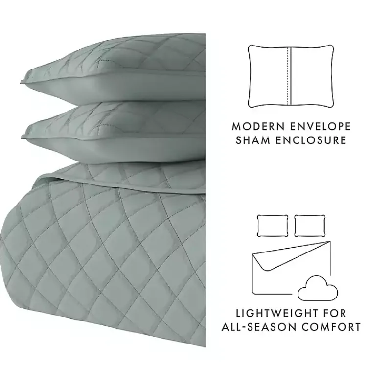 Quilts-Kirklands Home Stitched Diamond 2-pc. Twin Quilt Set Green