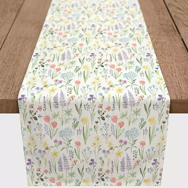 Table Linens-Kirklands Home Pastel Floral Stems Table Runner, 72 in. Multi