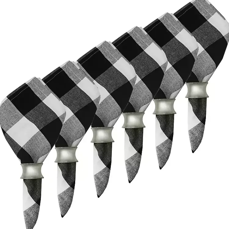 Table Linens-Kirklands Home Franklin Gingham Napkins, Set of 6 Black