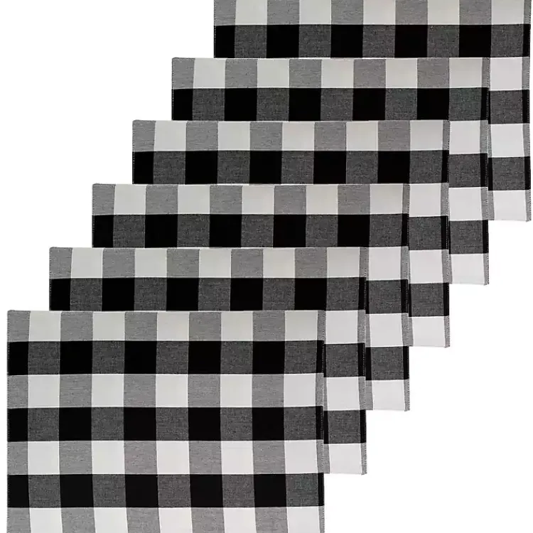 Table Linens-Kirklands Home Franklin Gingham Placemats, Set of 6 Black