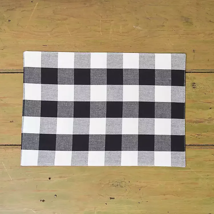 Table Linens-Kirklands Home Franklin Gingham Placemats, Set of 6 Black