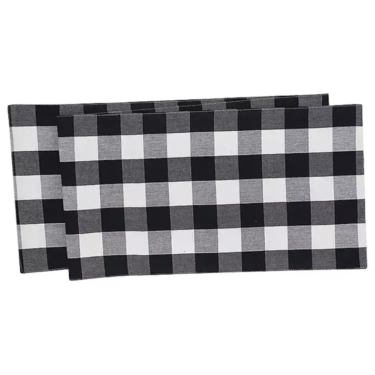 Table Linens-Kirklands Home Franklin Black Gingham Table Runner