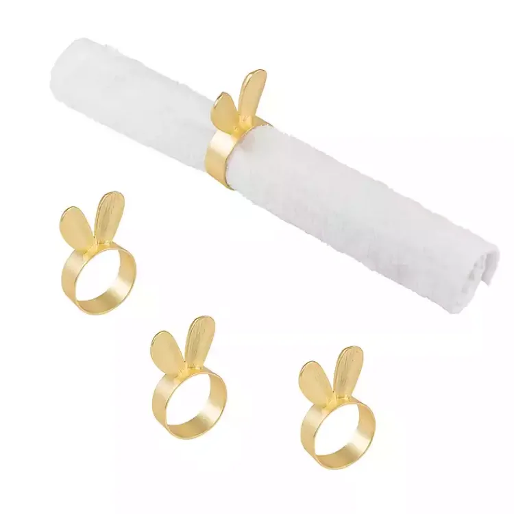 Kitchen Accessories-Kirklands Home Bunny Ear Napkin Rings, Set of 4 Gold