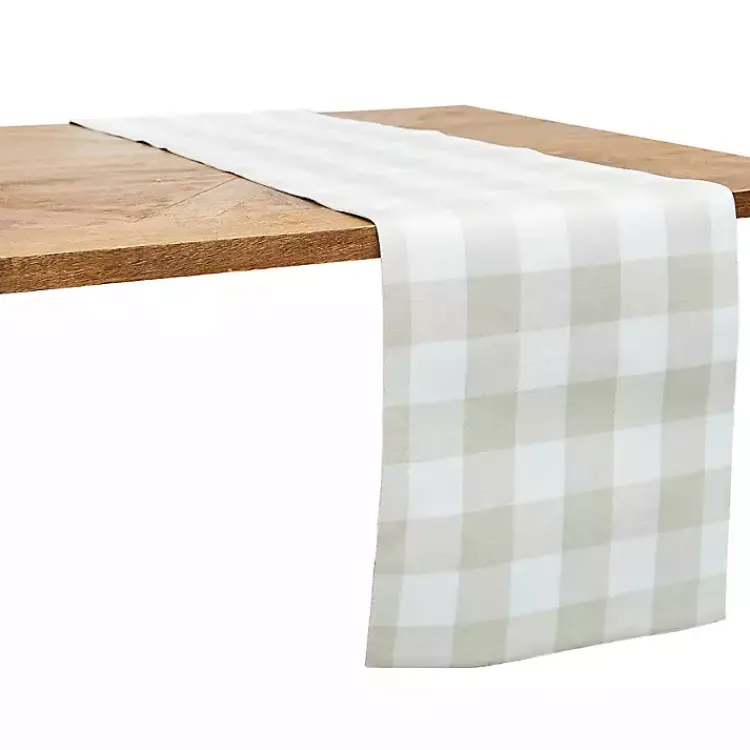 Table Linens-Kirklands Home Franklin Pebble Gingham Table Runner Tan