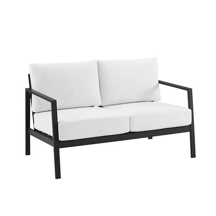 Outdoor Seating-Kirklands Home White Sunbrella Cushions Holland Outdoor Loveseat
