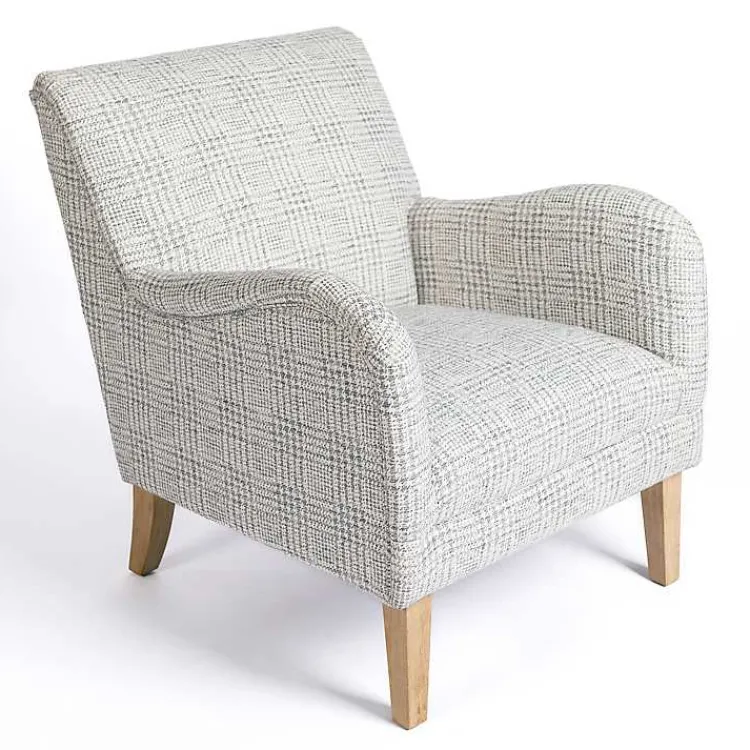 Accent Chairs-Kirklands Home Blue-Grey Houndstooth 2-pc. Chair and Ottoman Set