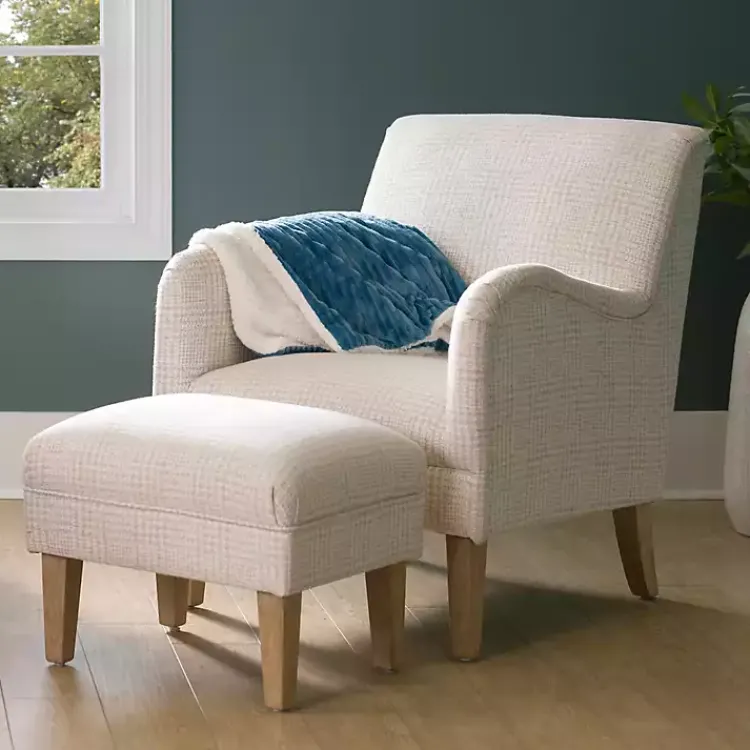 Accent Chairs-Kirklands Home Neutral Houndstooth 2-pc. Chair and Ottoman Set Tan