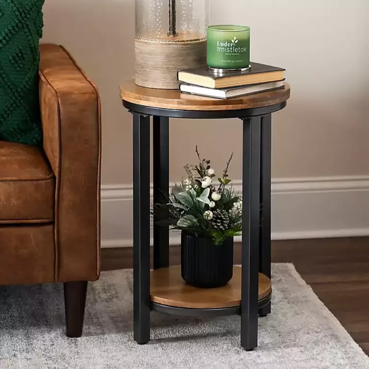 Accent & End Tables-Kirklands Home Hayden Wood and Gunmetal Accent Table