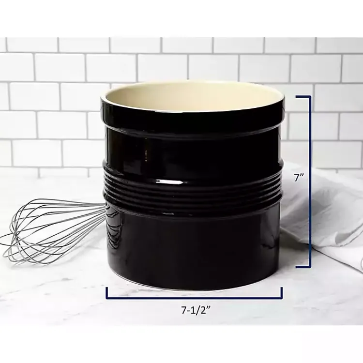 Kitchen Storage-Kirklands Home Ceramic Oversized Crock with Divider Black