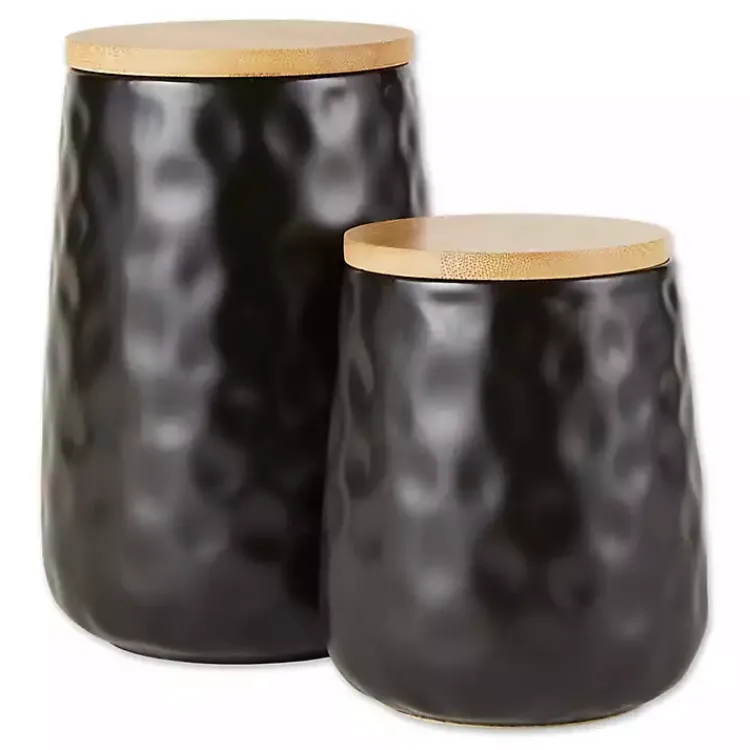 Kitchen Storage-Kirklands Home Dimpled Bamboo Canisters, Set of 2 Black