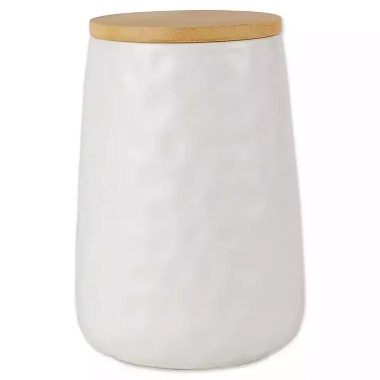 Kitchen Storage-Kirklands Home Dimpled Bamboo Canisters, Set of 2 White