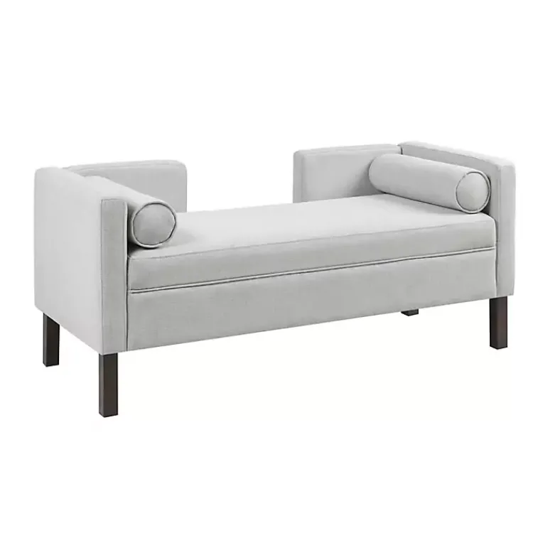 Benches & Ottomans-Kirklands Home Upholstered Modern Split Back Bench Gray