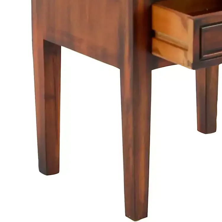 Accent & End Tables-Kirklands Home Fir Wood Tiered Side Table Brown