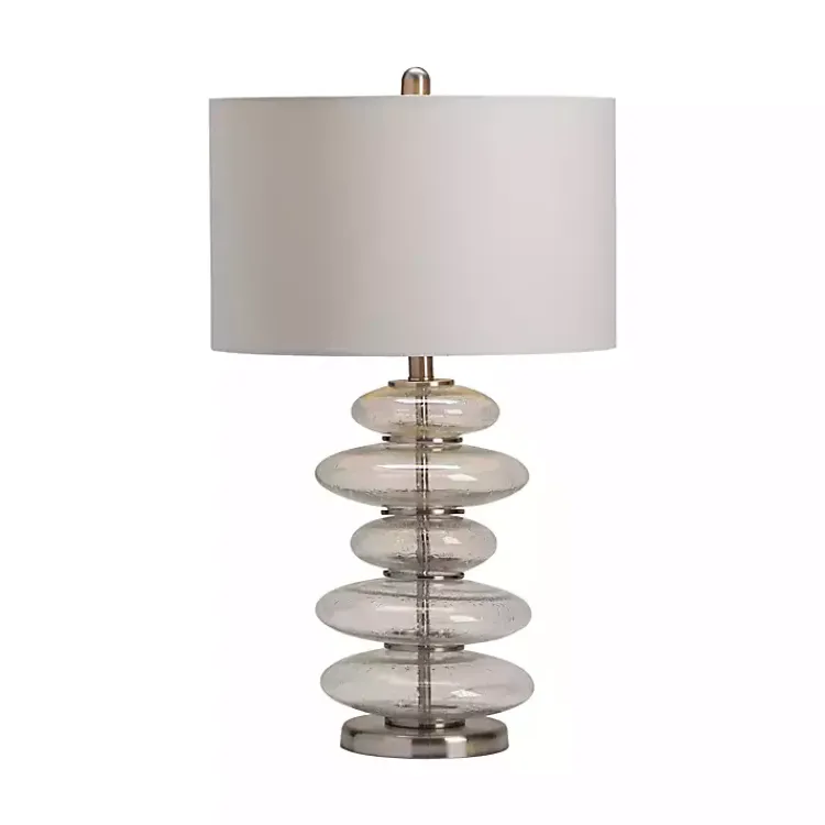Table Lamps-Kirklands Home Seeded Glass Bubble Cairn Table Lamp White