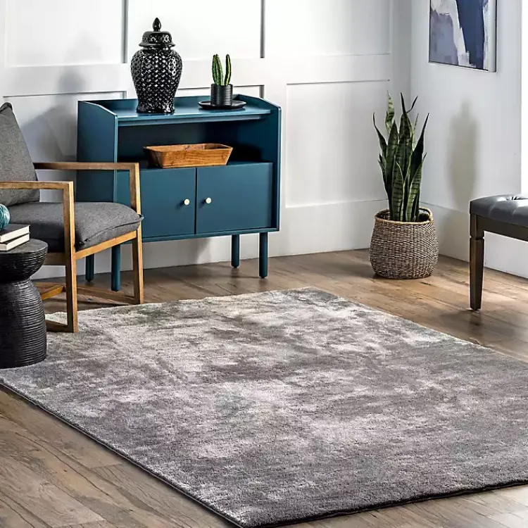 Area Rugs-Kirklands Home Shag Washable Area Rug, 6x9 Gray