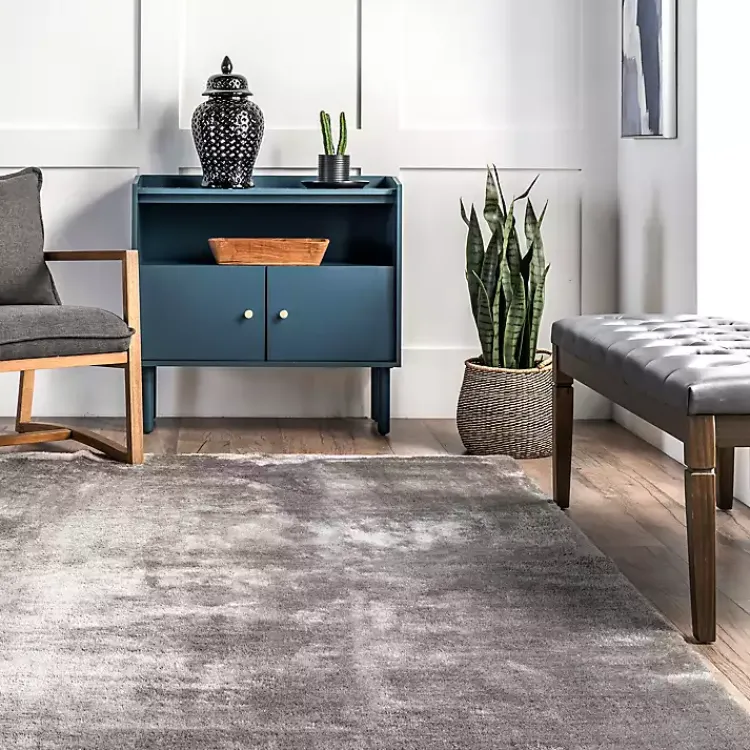 Area Rugs-Kirklands Home Shag Washable Area Rug, 6x9 Gray