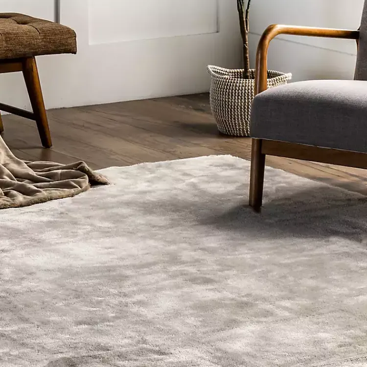 Area Rugs-Kirklands Home Whitlow Shag Washable Area Rug, 5x8 Gray