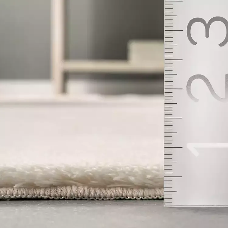 Area Rugs-Kirklands Home Whitlow Cream Shag Washable Area Rug, 5x8 Ivory