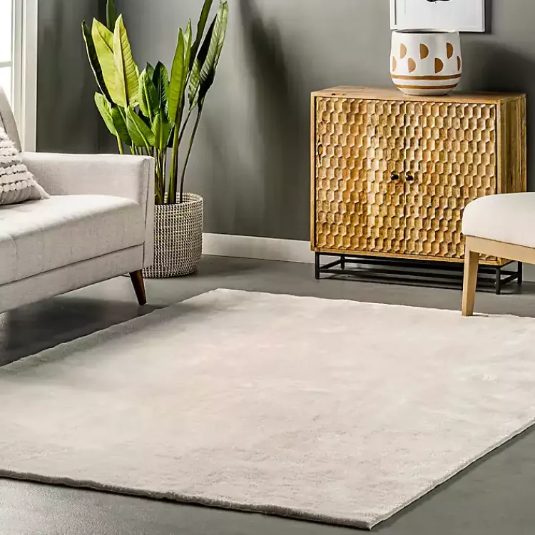 Area Rugs-Kirklands Home Whitlow Shag Washable Area Rug, 6x9 Ivory