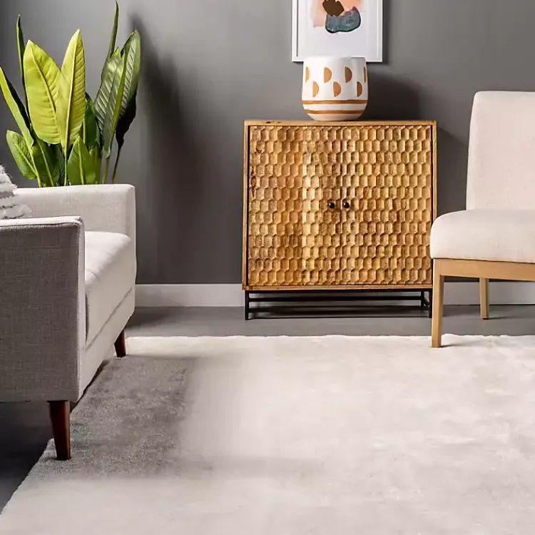 Area Rugs-Kirklands Home Whitlow Shag Washable Area Rug, 6x9 Ivory