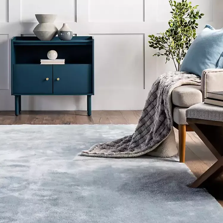 Area Rugs-Kirklands Home Whitlow Shag Washable Area Rug, 6x9 Blue