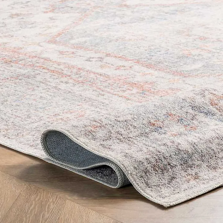 Area Rugs-Kirklands Home Vintage Floral Washable Area Rug, 8x10 Gray