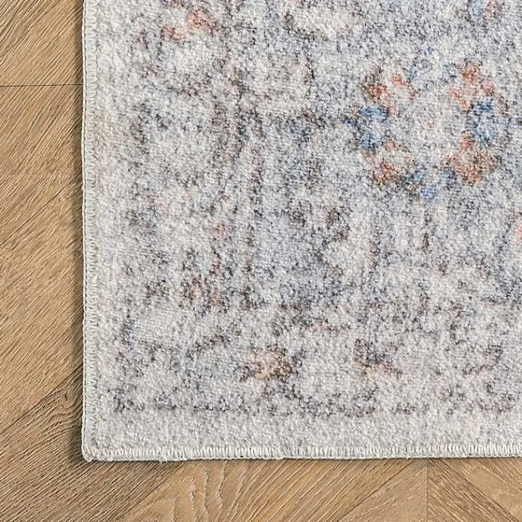 Area Rugs-Kirklands Home Vintage Floral Washable Area Rug, 8x10 Gray