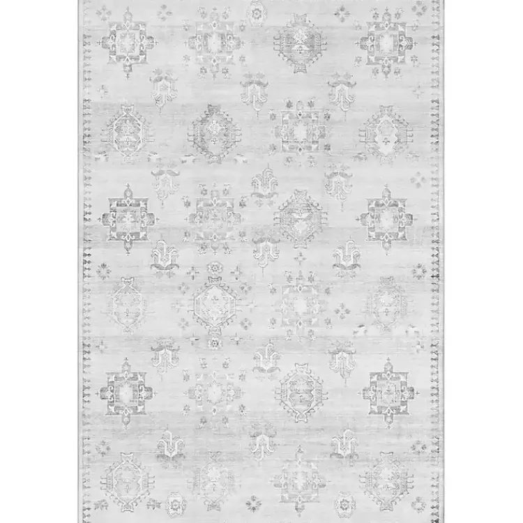 Area Rugs-Kirklands Home Lottie Vintage Washable Area Rug, 5x8 Gray