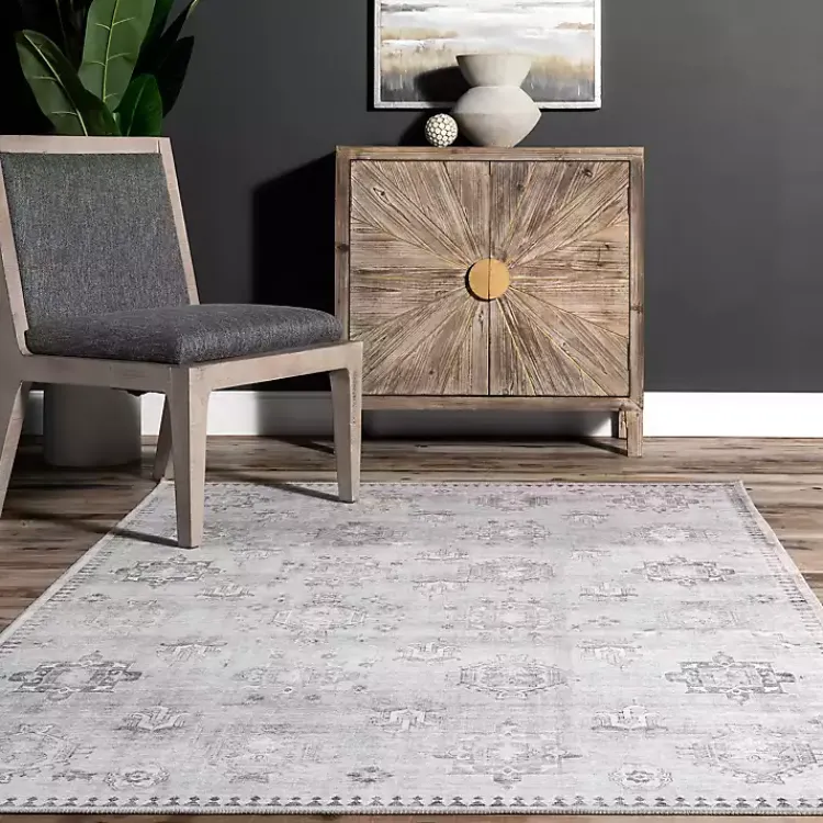 Area Rugs-Kirklands Home Lottie Vintage Washable Area Rug, 5x8 Gray