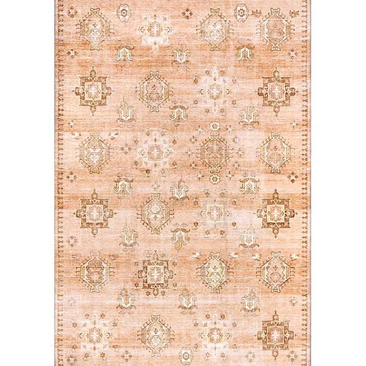 Area Rugs-Kirklands Home Lottie Peach Vintage Washable Area Rug, 8x10 Orange