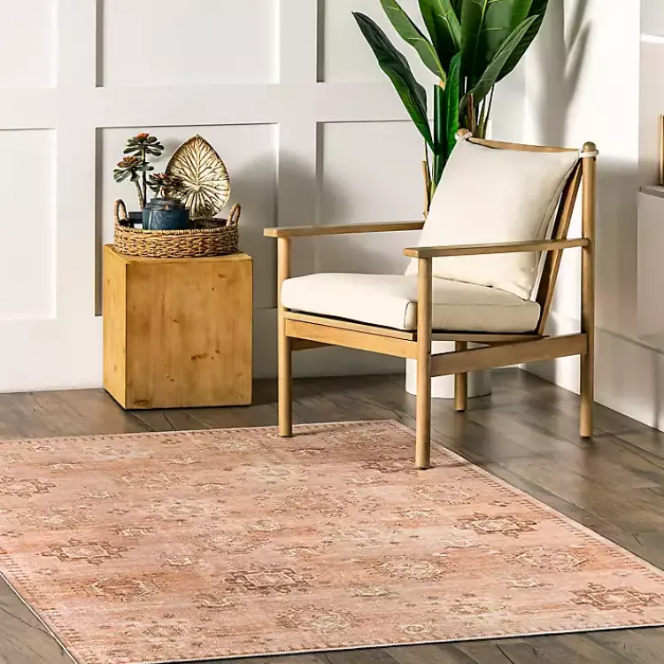 Area Rugs-Kirklands Home Lottie Peach Vintage Washable Area Rug, 8x10 Orange