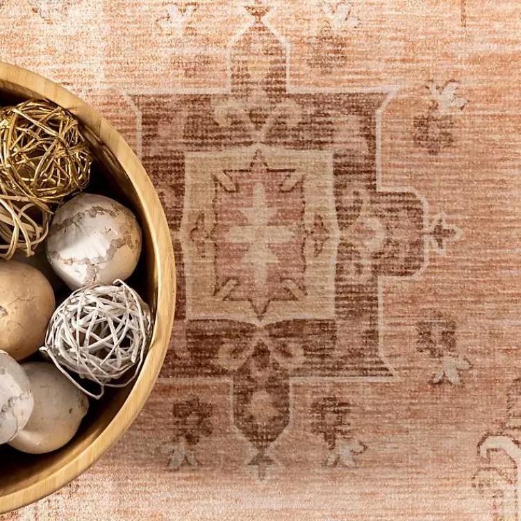 Area Rugs-Kirklands Home Lottie Peach Vintage Washable Area Rug, 8x10 Orange