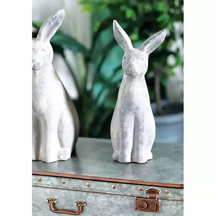 Garden Statues-Kirklands Home Distressed Rabbit Outdoor Statue Gray