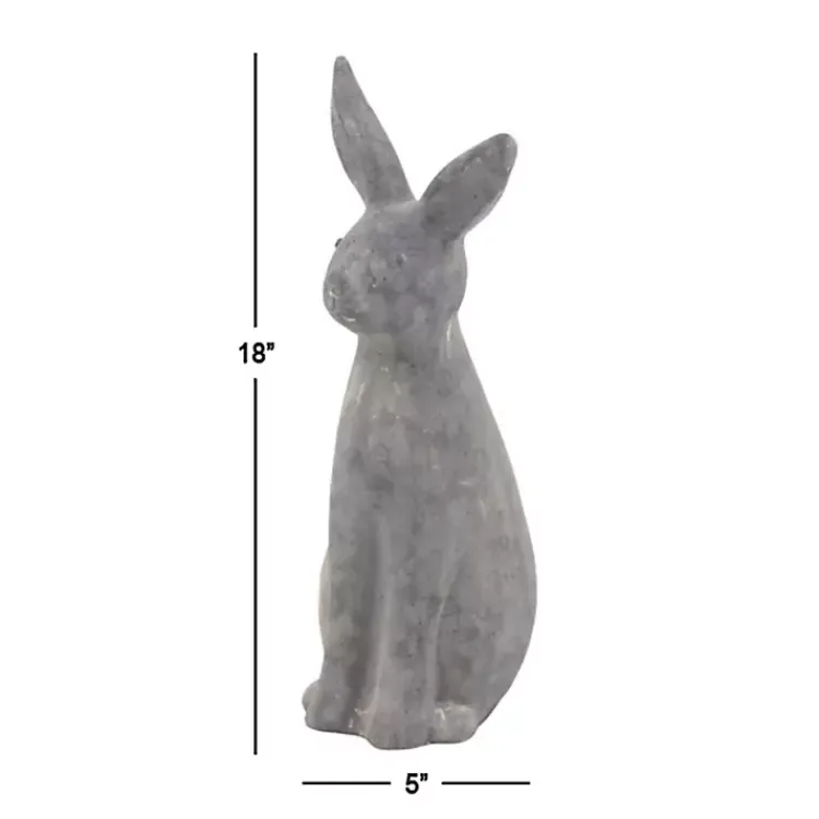 Garden Statues-Kirklands Home Distressed Rabbit Outdoor Statue Gray