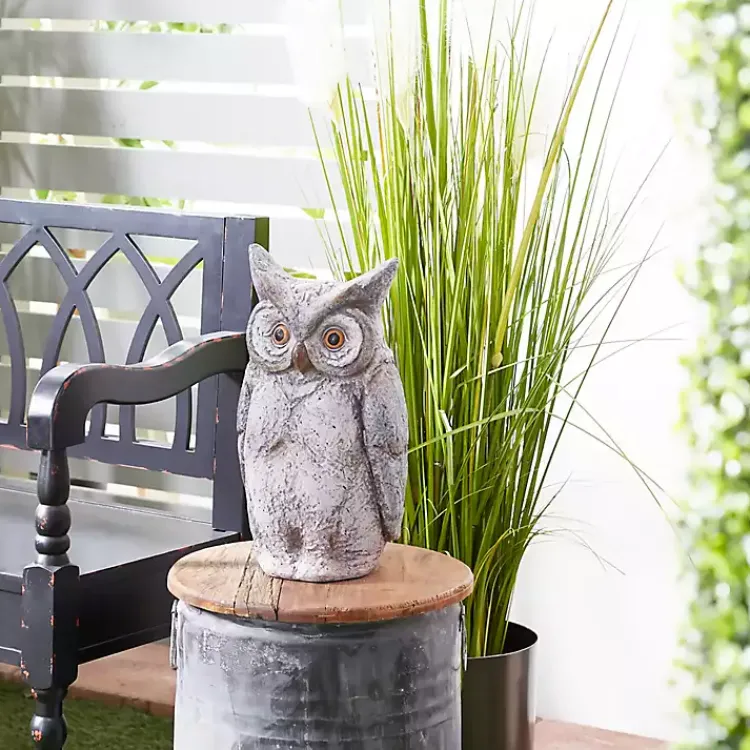 Garden Statues-Kirklands Home Stone Owl Statue Gray