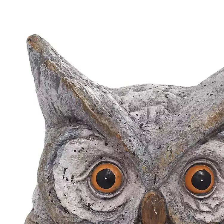 Garden Statues-Kirklands Home Stone Owl Statue Gray