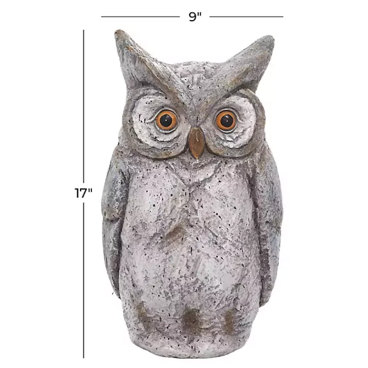 Garden Statues-Kirklands Home Stone Owl Statue Gray