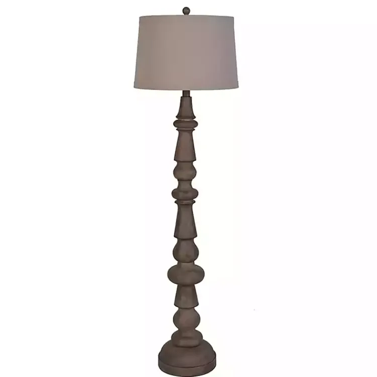 Floor Lamps-Kirklands Home Carved Spindle Floor Lamp Brown