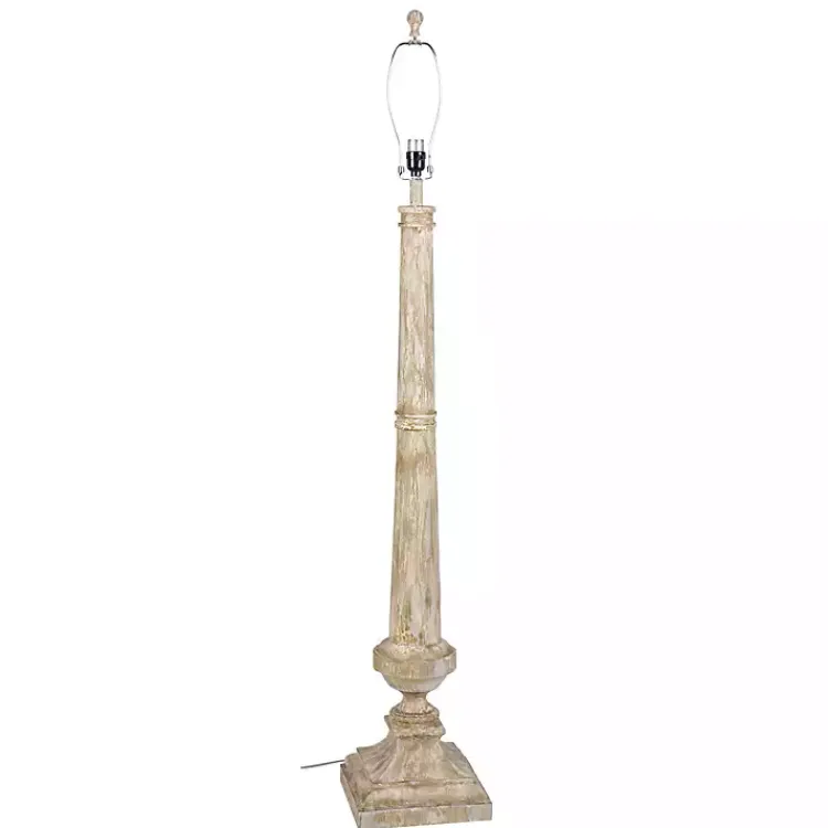 Floor Lamps-Kirklands Home Whitewashed Brown Resin Floor Lamp Tan