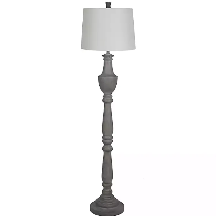 Floor Lamps-Kirklands Home Carved Urn Floor Lamp Gray