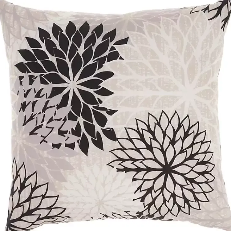 Outdoor Cushions & Pillows-Kirklands Home Floral Chevron Outdoor Throw Pillow Black