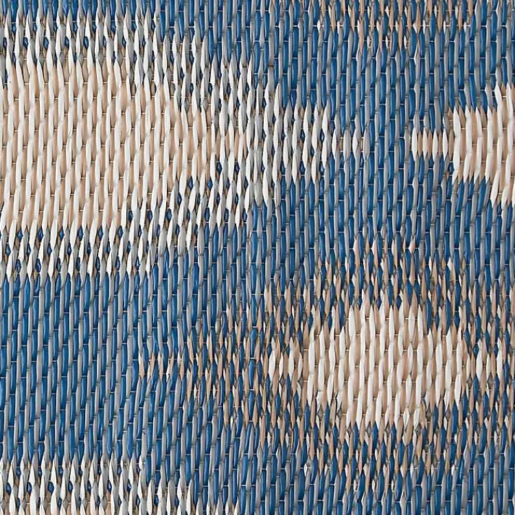 Outdoor Rugs-Kirklands Home Blue & Gray Diamond Stripe Outdoor Area Rug, 3x6