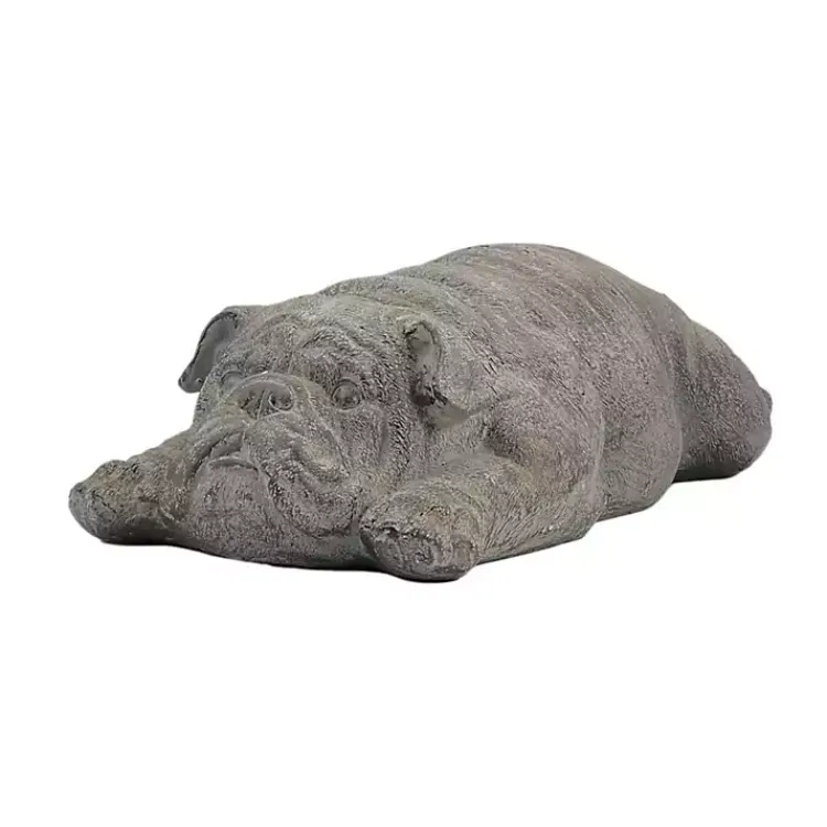 Garden Statues-Kirklands Home Sleeping Bulldog Outdoor Statue Gray