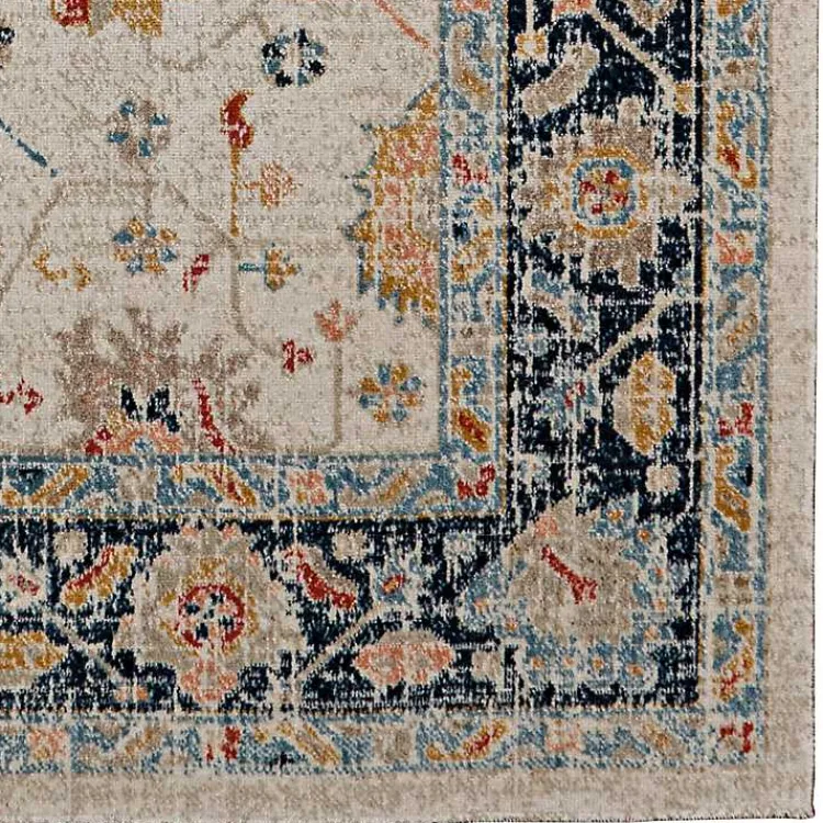 Area Rugs-Kirklands Home Ivory and Blue Traditional Floral Area Rug, 5x7
