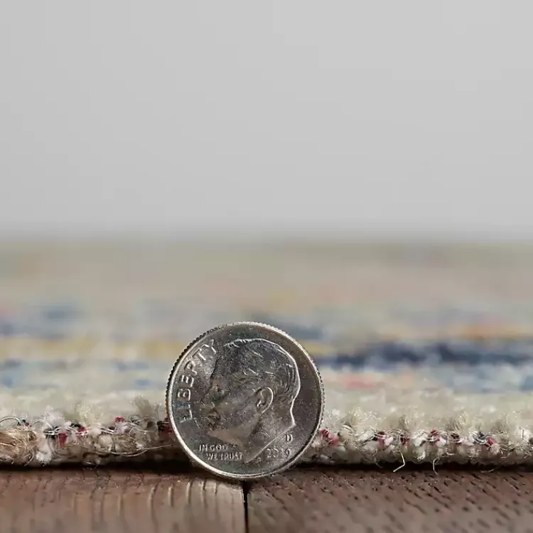 Area Rugs-Kirklands Home Ivory and Blue Traditional Floral Area Rug, 5x7