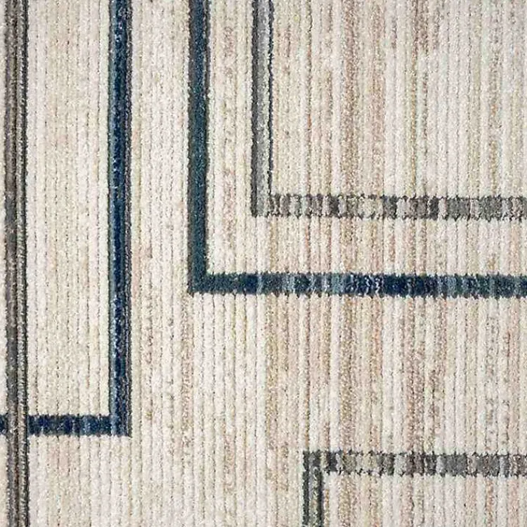 Area Rugs-Kirklands Home Blue and Gray Contemporary Geo Area Rug, 5x7