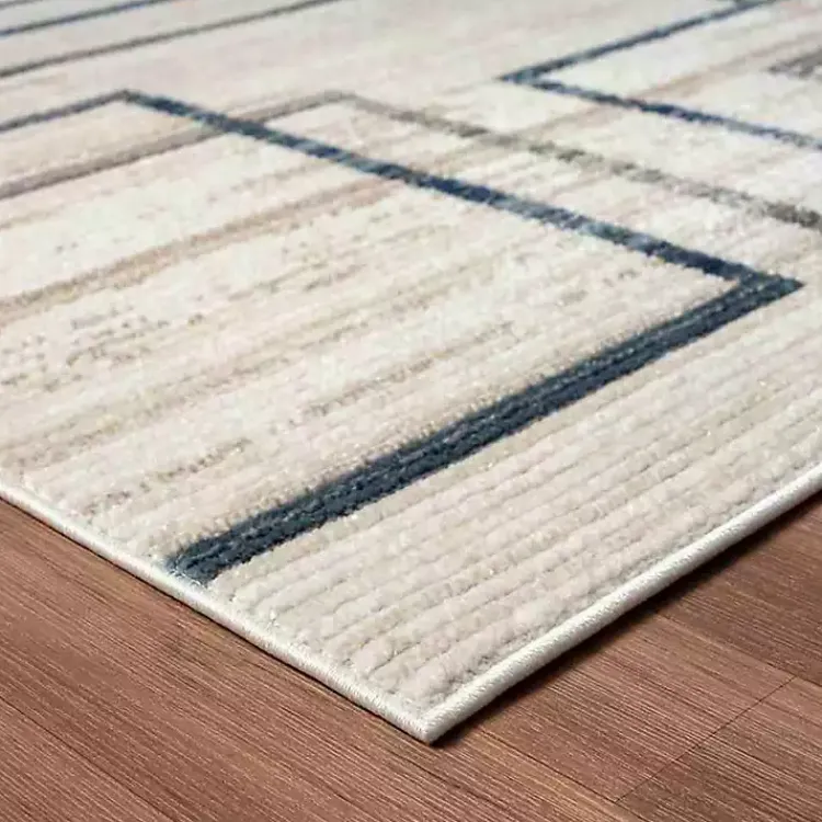 Area Rugs-Kirklands Home Blue and Gray Contemporary Geo Area Rug, 5x7